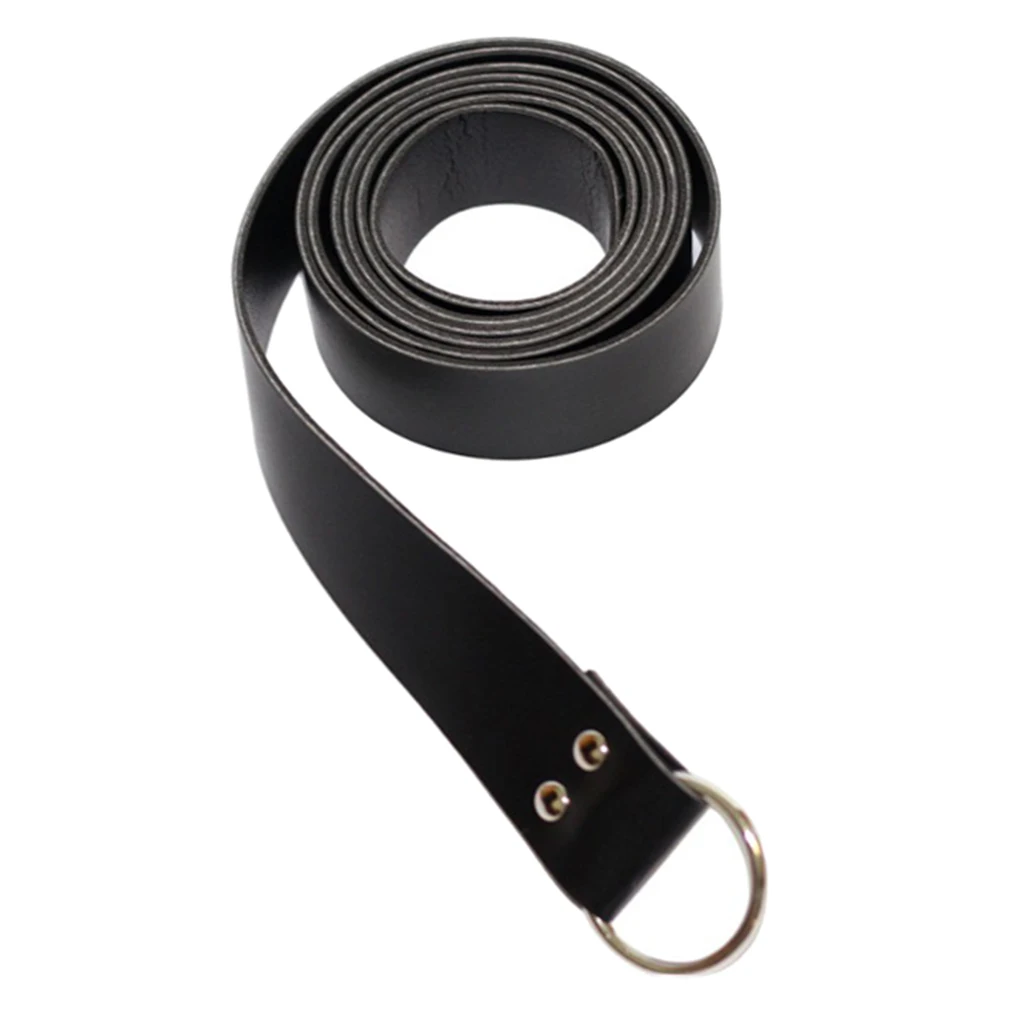 Knight Steel Ring Buckle Leather Waistband Belt for Mens Party Costume 185cm