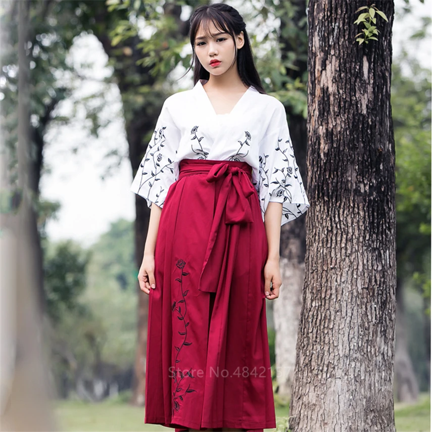 Кимоно для девочки в японском стиле Kawaii платье с принтом розы Zephyr Yukata женский костюм самурая вечерние традиционные Косплей Хэллоуин