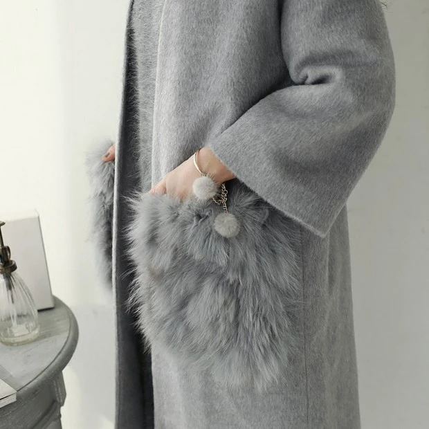 Tvvovvinin/ весенние модные женские куртки в японском стиле, вязаные кашемировые шерстяные пальто с натуральным мехом, Свободный длинный кардиган F446