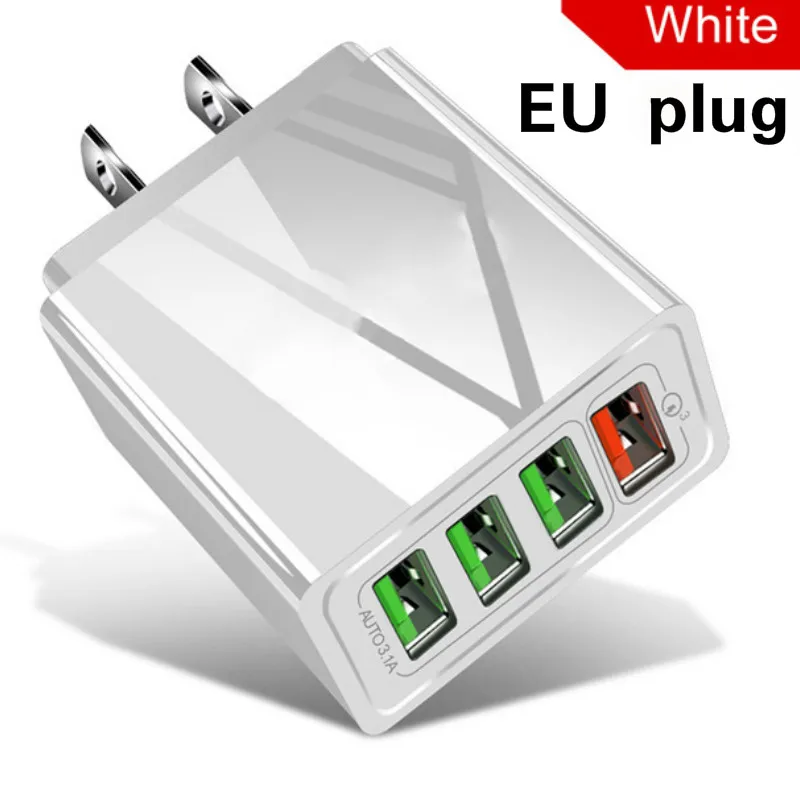 EU plug 4 порта USB Smart Charge быстрое зарядное устройство 3,0 для iPhone XS samsung Xiaomi huawei USB адаптер type C PD быстрое настенное зарядное устройство - Тип штекера: EU plug