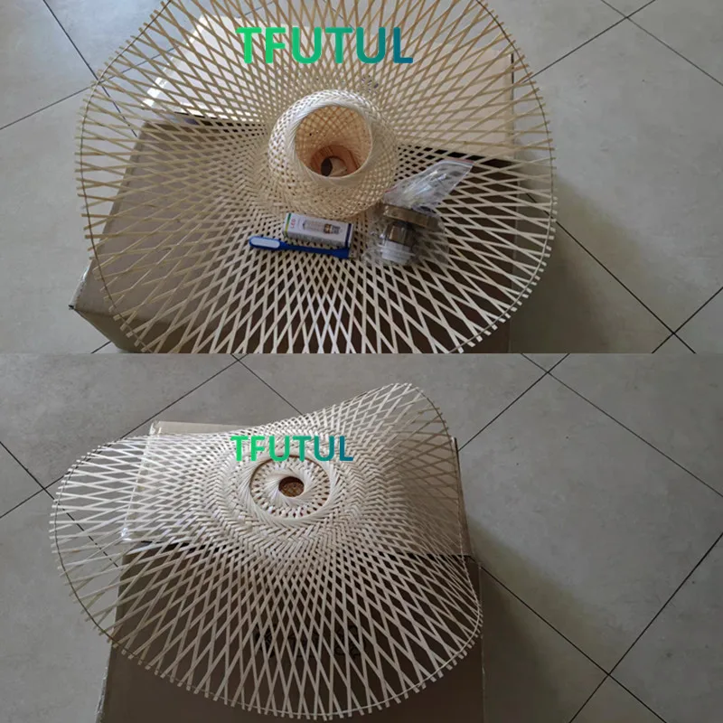 Chinese Style Bamboo Woven Wicker Pendant Lights Natural Rattan Shade Cap Hanging Lamp Restaurant Hotel Bedroom Lighting Fixture