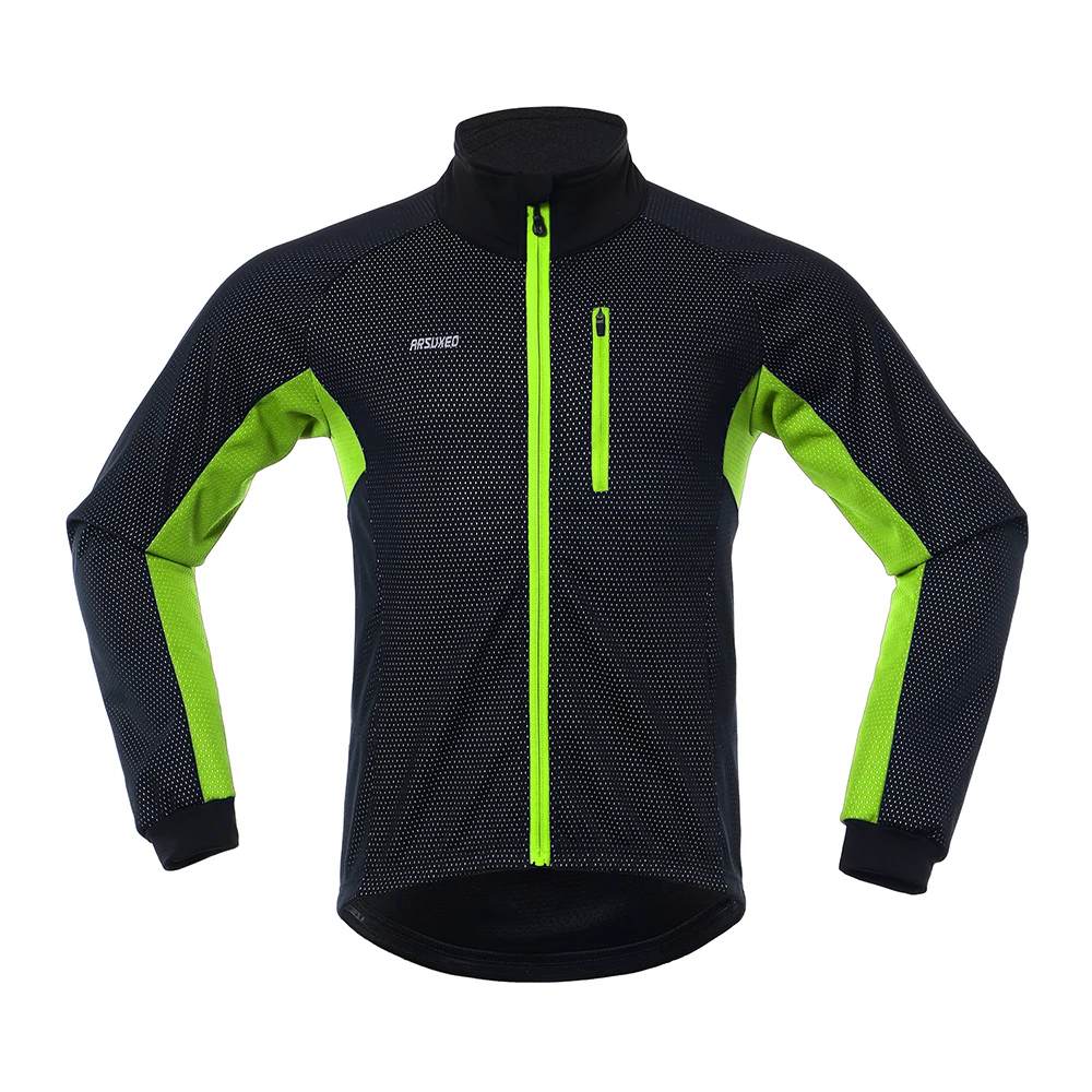 green jacket ARSUXEO, Мужская велосипедная куртка, зимний комплект, ветровка, термальная спортивная одежда, велосипедные штаны, велосипедные костюмы, MTB, одежда для велоспорта, 20A - Цвет: green jacket