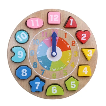 

Colorful Wooden Digital Clock Rope Thread Toy Baby Beading Game Creative Clock Large Building Blocks