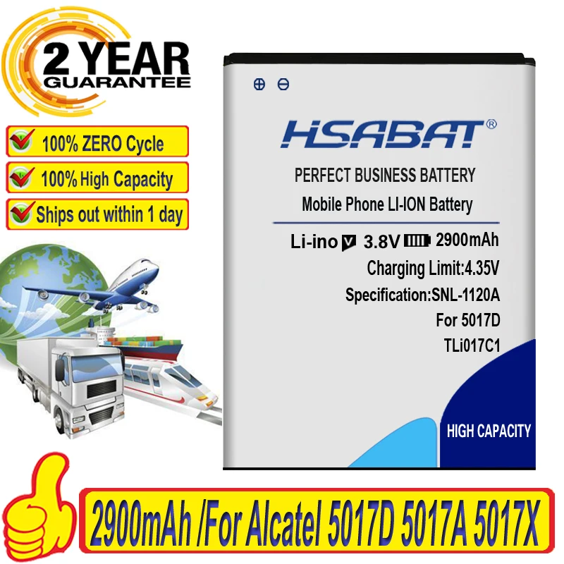 Аккумулятор HSABAT TLi017C1 2900 мАч для Alcatel One Touch PIXI 3 4 5 дюйма 5019D 5017D 5017A 5017X 5017 5027B |
