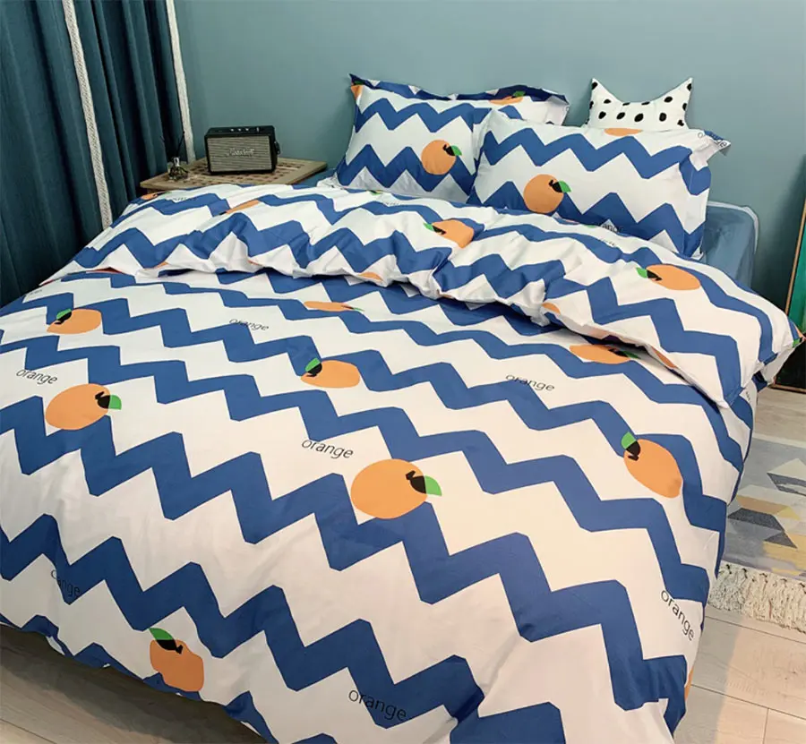 

Cute geometric orange bedding set adult teen child,full queen king cotton double home textile bed sheet pillow case quilt cover