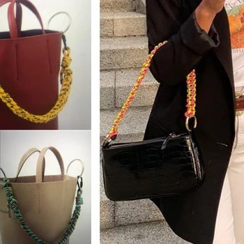 

Hot 5cm wide women fashion knitting handbag strap thick and fat lady shoulder bag belts chic strong cross body woven bag stripe