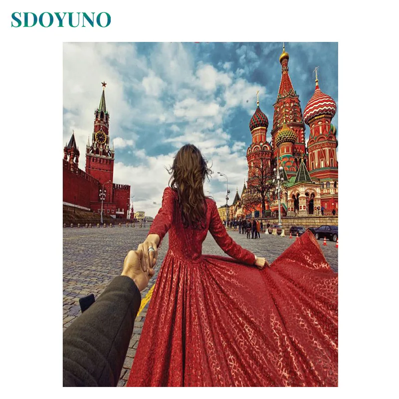 

SDOYUNO 60x75cm DIY Painting By numbers For Adults Landscape Oil pictures by numbers on canvas Home Decoration Digital Painting