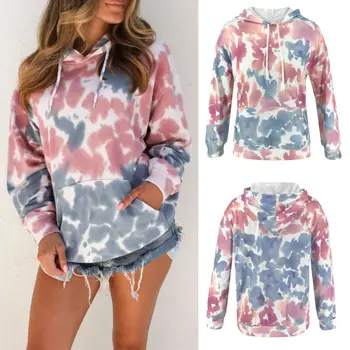 

Oversize Womens Hoodie Sweatshirt Hooded Tie dyeing Pullover Jumper Tops