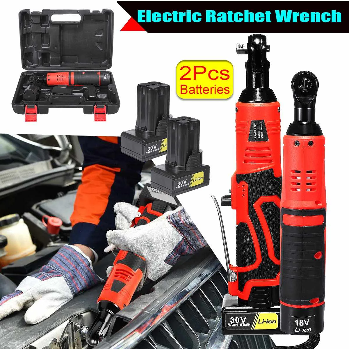 

doersupp Electric Ratchet Wrench 3/8 inch 30V Cordless Rechargeable Scaffolding 80Nm Torque With LED Light Ratchet Angle Wrench