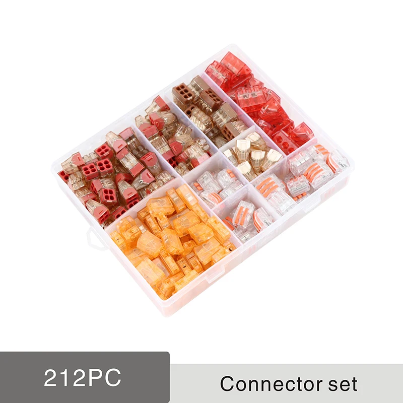 

212PC/box wire connector wiring terminal mini fast compact connectors push-in universal 0.08-4mm 400V 32A