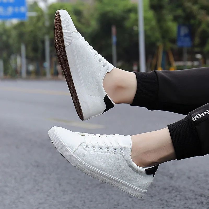 Leather Casual Shoes Man White Sneakers 