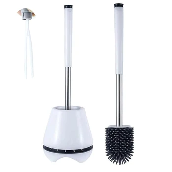 

Toilet Cleaning Brush with Holder,Silicone Soft Toilet Bowl Brush and Tweezers Bathroom Toilet Brush Set Tools