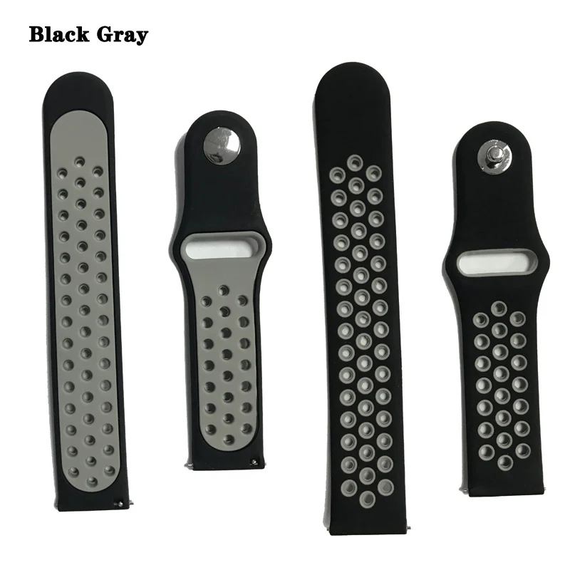 Black Gray 20 мм силиконовый ремешок, аксессуары для умных часов, спортивный умный браслет с силиконовым ремешком, ремешок для фитнеса, умный ремешок - Цвет: Black Gray