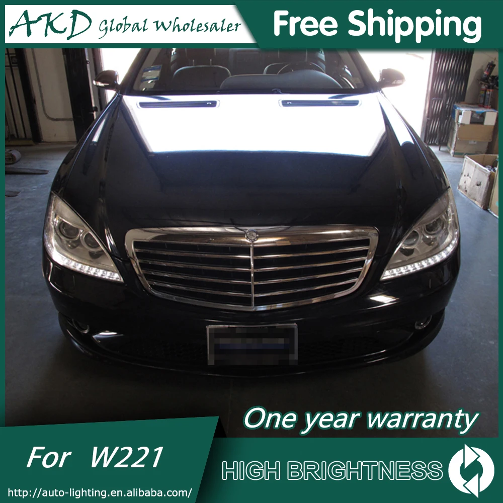 AKD Автомобиль Стайлинг для W221 фары 2006-2012 S300 S400 светодиодный круглая фара-ореол ближнего света дальнего света DRL Биксеноновые линзы HID