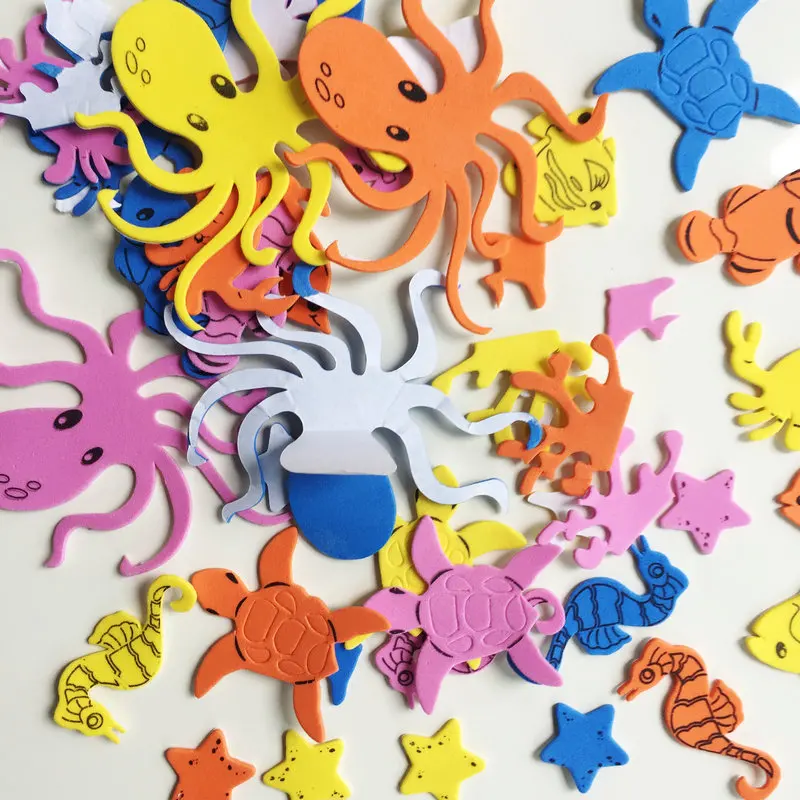 1bag/LOT Ocean animals foam stickers Wall decoration Early educational toys  kindergarten craft Color learning Creative fancy DIY - AliExpress