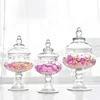 Creativity Tall Feet Clear Storage Jar with Lid European Modern Grain Dispenser Coffee Table Desktop Candy Snacks Glass Bottle 1