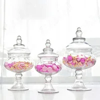Creativity Tall Feet Clear Storage Jar with Lid European Modern Grain Dispenser Coffee Table Desktop Candy Snacks Glass Bottle 1