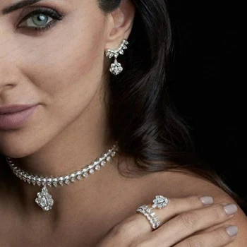 

GODKI Iced out Hip Hop Ring Earring Set For Women Wedding Party Dubai Bridal Jewelry Set Brincos Female DIY Fashion Jewelry Gift