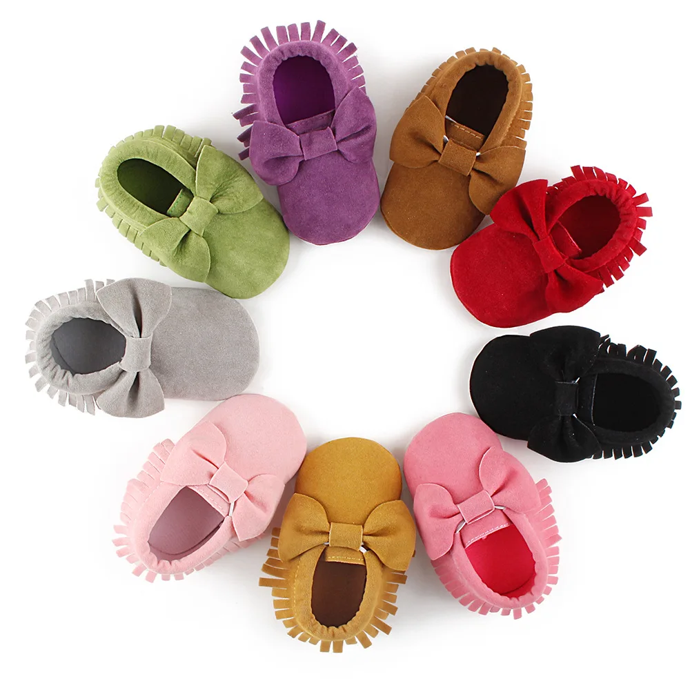 REAKIDS Baby Spring Shoes For Girls And Boys New Bow Knot Tassel Children Walker Shoes Soft Bottom Light Anti Slip Kids Shoes
