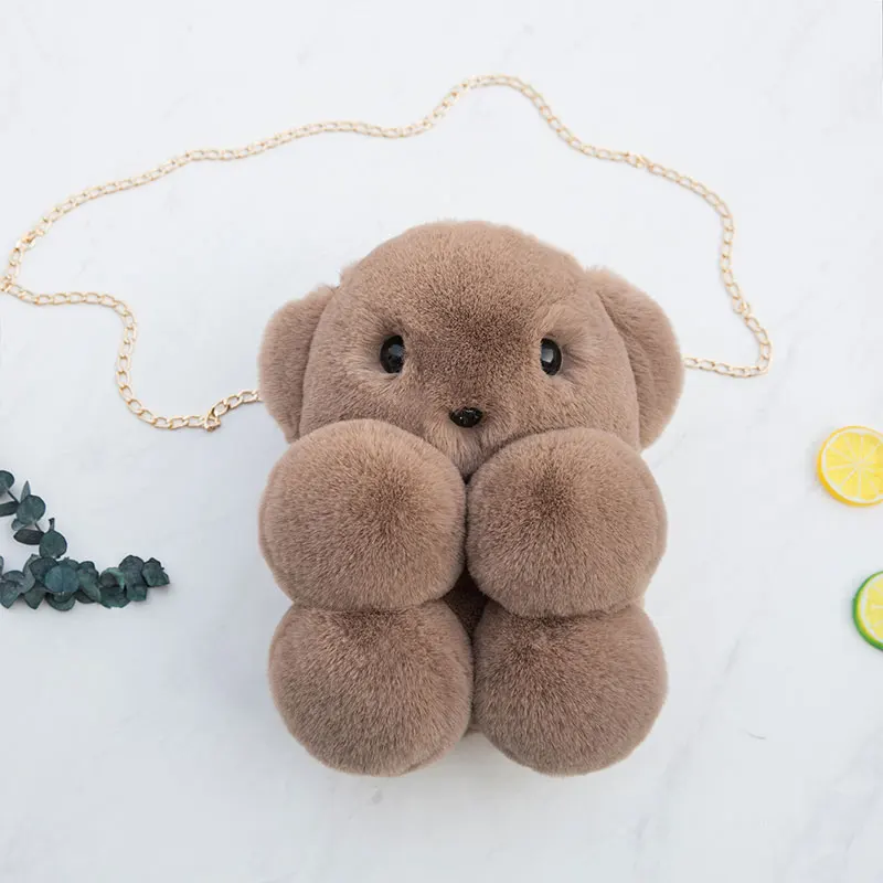 Горячая Новинка kawaii плюшевый рюкзак милый медведь плюшевый рюкзак сумка через плечо детский рюкзак зимний плюшевый Кошелек детский подарок - Цвет: brown 02
