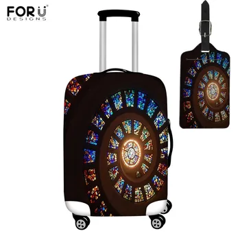 

FORUDESIGNS Stained Glass Print Novelty Suitcase Cover Elastic Luggage Protective Covers Apply to 18-32 Inch Cases Baggage Cover
