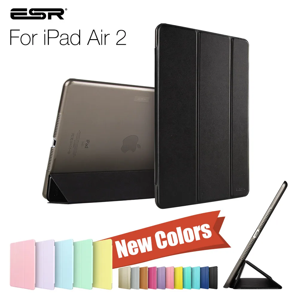 Чехол для iPad Air 2, ESR ура Цвет PU+ прозрачный PC задняя Ultra Slim Light Вес устойчивое к царапинам корпус для iPad Air 2 6 Gen - Цвет: Mysterious Black