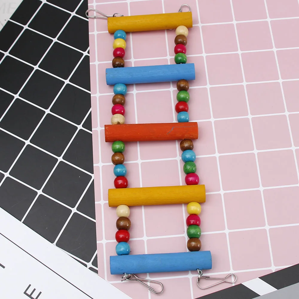 Birds Swing Wooden Bridge Ladder Climb Cockatiel Parakeet Budgie Parrot Pet Toy New
