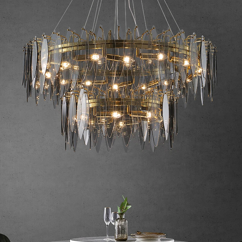 Modern Leaf Luxury Art Double-Layer Circular Chandelier 4 Modern Leaf Luxury Art Double-Layer Circular Chandelier 4