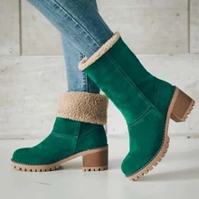 Женские ботинки; зимняя обувь; теплые женские ботильоны из флока с круглым носком; зимние ботинки без шнуровки; модные ботинки; botines mujer;