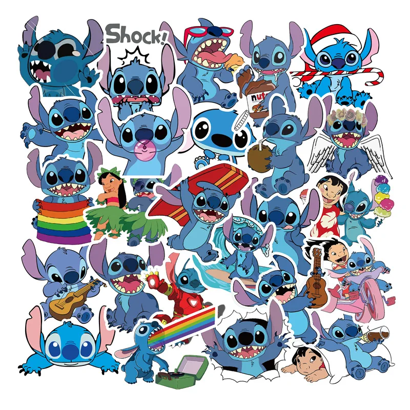 

50Pcs Classics Sticker Stitch Cute Cartoon Stickers Scrapbooking Stickers for Luggage Laptop Notebook Car Motorcycle Toy Phone
