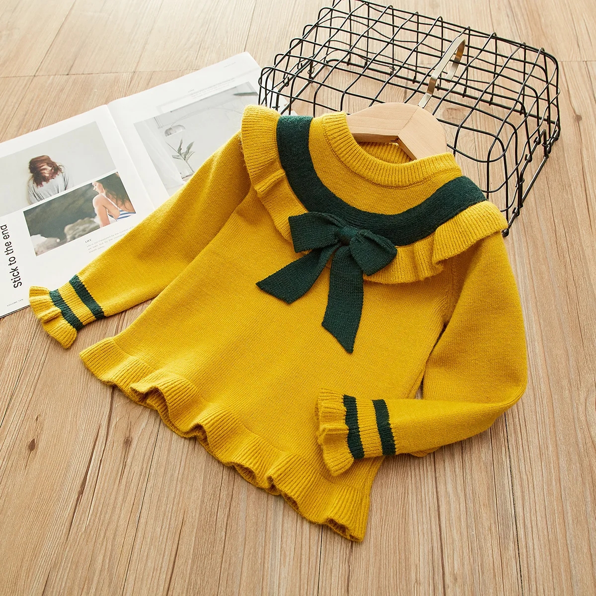 Детский костюм с платьем для девочек осенняя одежда вязаный свитер для девочек, куртка, пальто модная юбка комплект из двух предметов, зимняя одежда для малышей