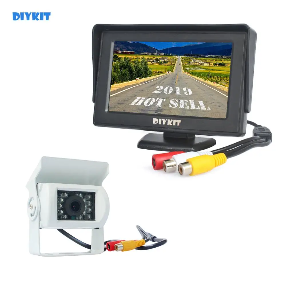 DIYKIT 4,3 дюймов автомобильный монитор заднего вида водонепроницаемый резервная камера заднего вида Система помощи при парковке для грузовых автомобилей