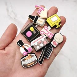 Novelty 1pcs Ladies Cosmetics Shoe Charm Eye Shadow Concealer Powder Puff PVC Shoe Accessories Decoration Fit Croc Jibz Kid Gift