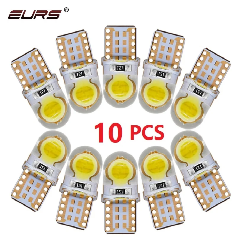 EURS 10 шт. светодиодный W5W T10 194 168 COB SMD парковочная лампа авто Клин габаритный фонарь