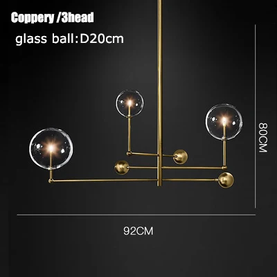 Современная стеклянная люстра-пузырь освещение для гостиной, спальни, кухни прозрачный подвесной стеклянный шар светильник переменного тока 90-265 в - Цвет корпуса: 3 light Gold