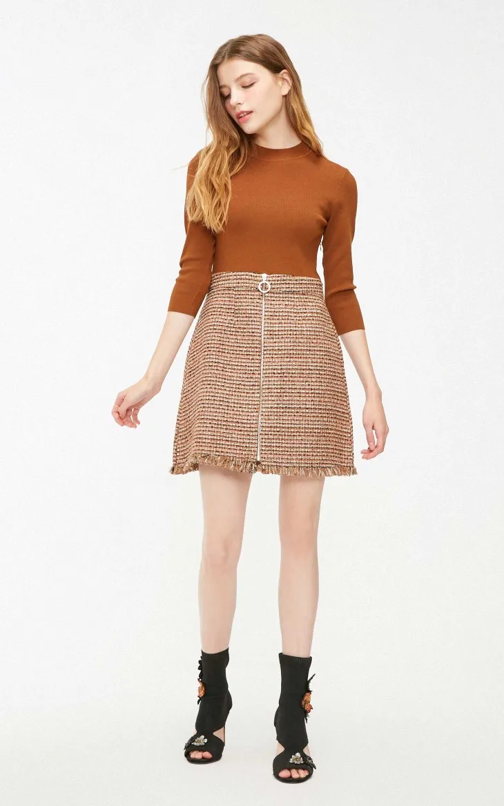 Vero Moda женское OL Стиль сплайсинга шерсть трикотажное платье | 319146509