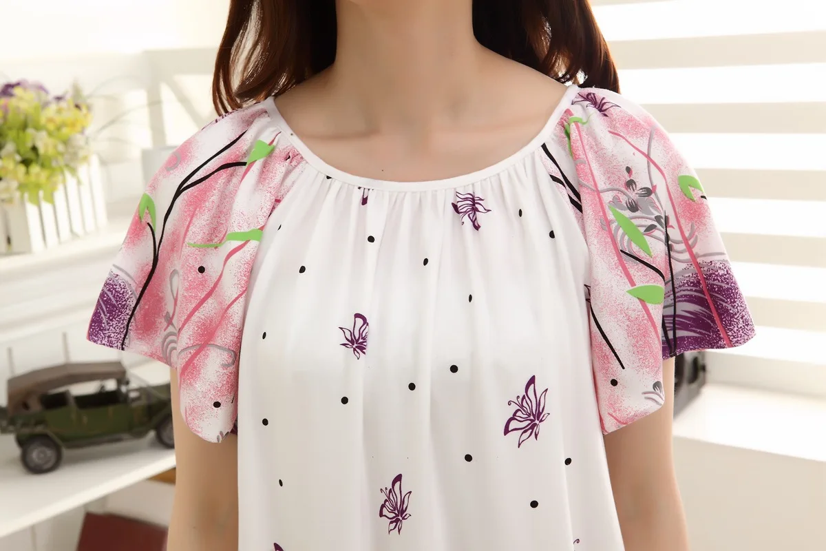 Summer Women's Modal City Special Offer Plus-sized Pajamas Short Sleeve Women's Fat Mm Nightgown Dress