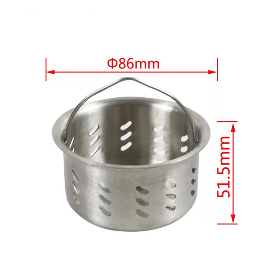 Pia Cesta Coador Esgoto Resíduos Filtro de Malha Ralo Rolha Pia Acessórios 86 mm de Diâmetro Aço Inoxidável
