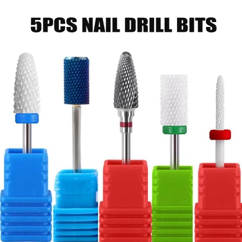 

5PCS Ceramic Carbide Nail Drill Bit Sets Tungsten Milling Cutter for Manicure Machine Nail Drill Cutters for Nails Drill Tools