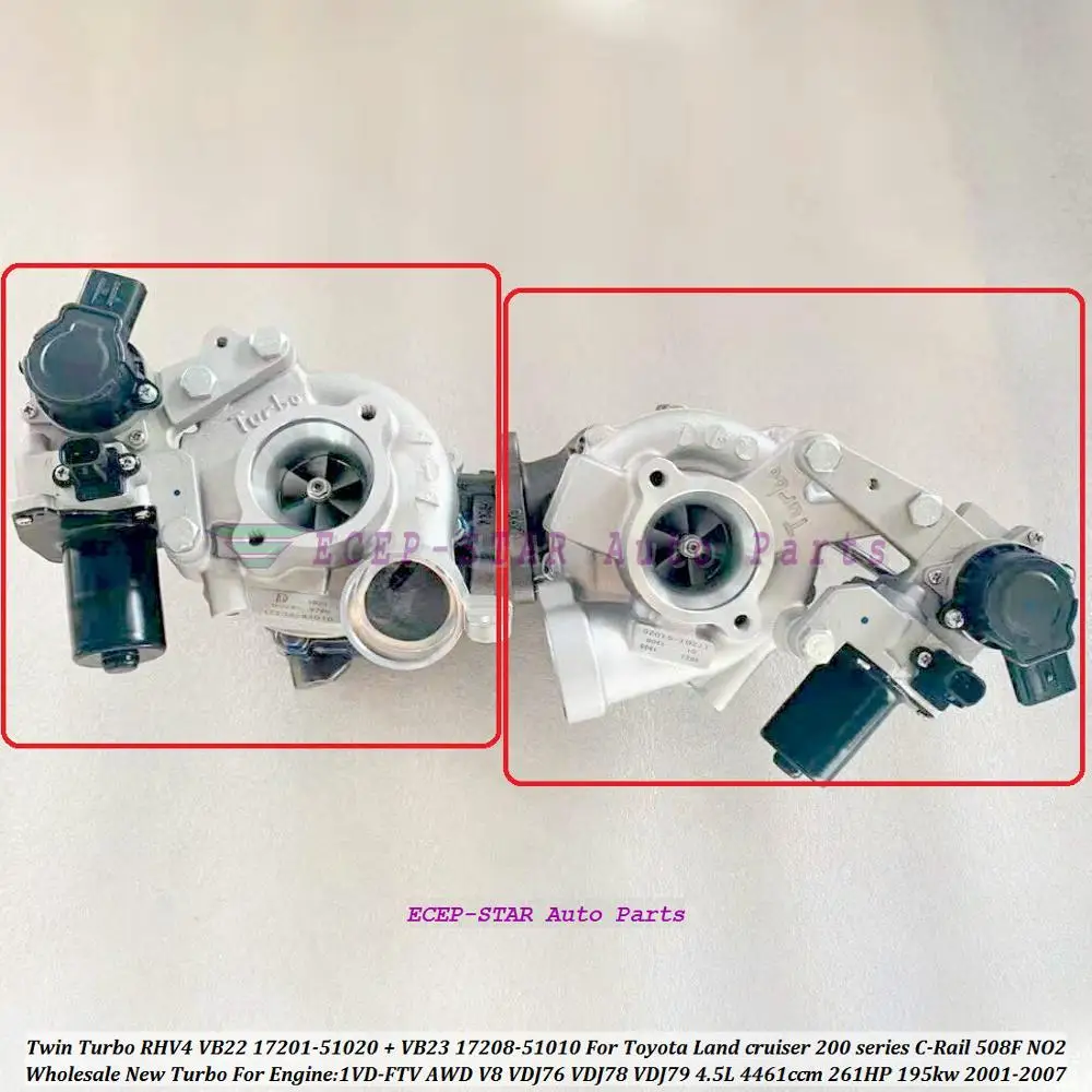 Twin Turbo RHV4 VB22 17201-51020 VB23 17208-51010 для TOYOTA Land Cruiser 200 серии D-40 V8 1VD 1VD-FTV VDJ76 VDJ78 VDJ79 4.5L