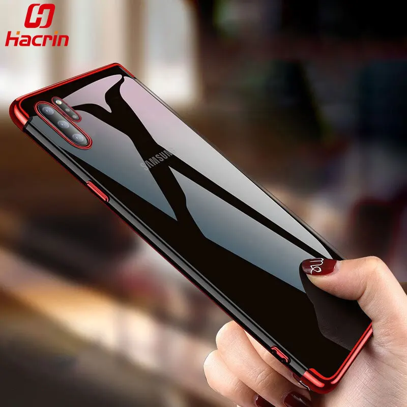 

Hacrin Case for Samsung Galaxy Note 10 Case Luxury Transparent Bumper TPU Silicone Plating Cover for Samsung Galaxy Note 10 Plus