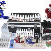 Профессиональный Полный роскошный комплект татуировок машина 2шт лайнер+ шейдер пистолет 40 чернил 3 мл набор блок питания Поставка ручек сплав коробка