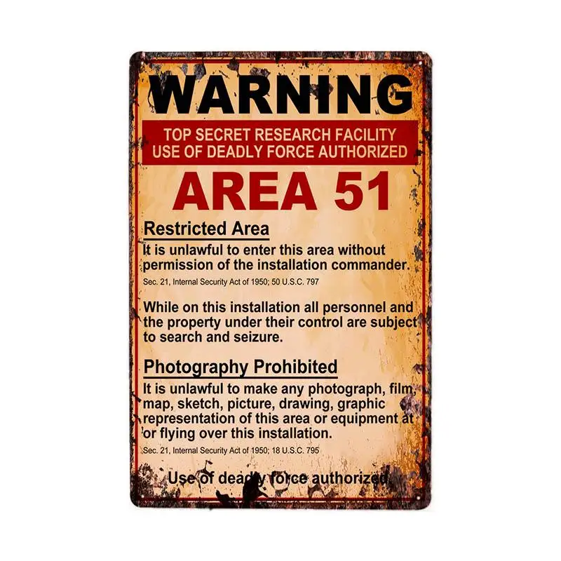 Предупреждение Area 51-металлическая жестяная вывеска НЛО Винтаж стенные бляшки Искусство Плакат Украшение картина Декор покраска металла жестяная вывеска Настенный декор - Цвет: Лиловый