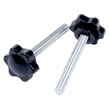 

12x Black+Silver Spare Part M6x45mm Male Threaded Knurled Grip Star Knob