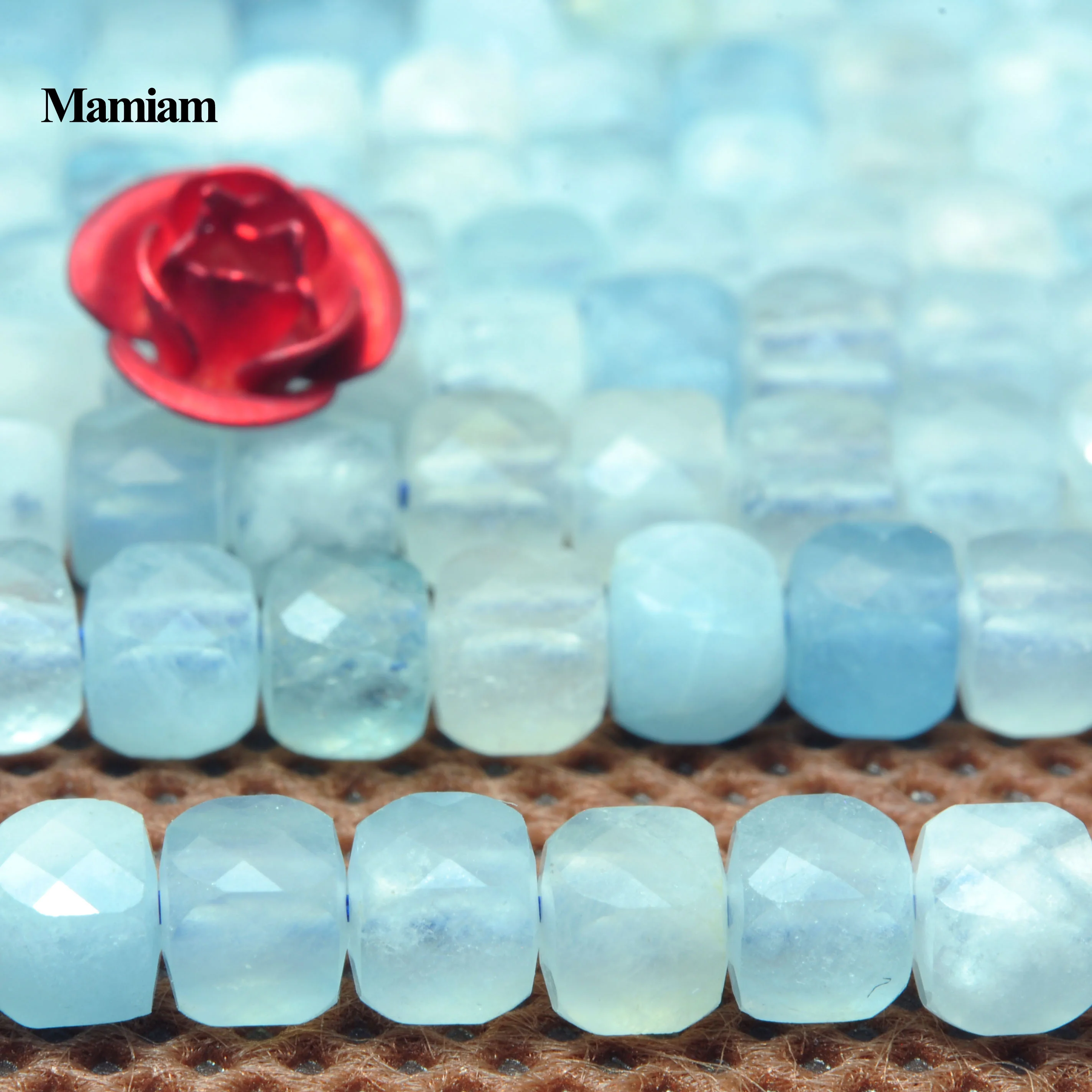 

Mamiam Natural A Blue Aquamarine Faceted Square Charm Beads 4+-0.2mm Stone Bracelet Necklace Diy Jewelry Making Gift Design