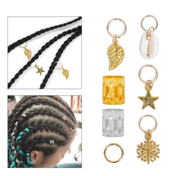 

80PCS/Set Dreadlocks Beads Metal Cuffs Hair Braid Rings Pendants Braiding Clips Hair Decorations DIY Braids Accessories