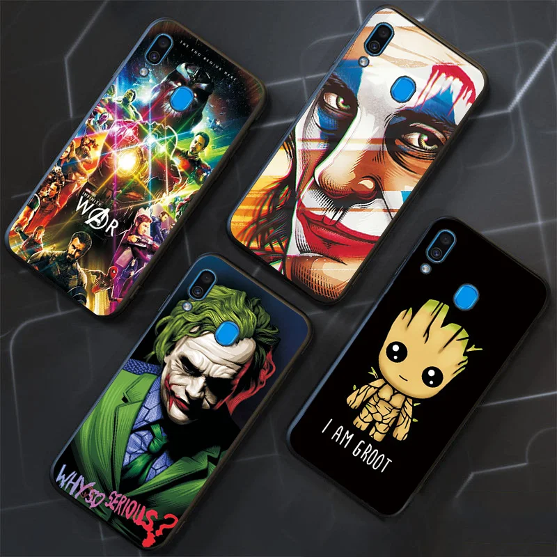 Крышка для samsung Galaxy A10 A20 A30 чехол Крышка героя Marvel из термопластика черный для samsung A50 A60 A70 A20E A40 A30S A50S A70S чехол для телефона