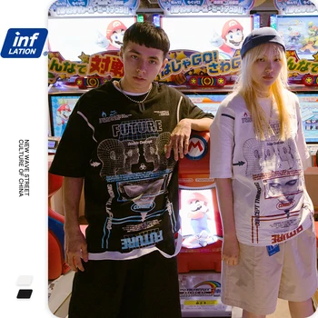 

INFLATION Streetwear Print Men T-shirt Street Hip Hop T-shirt 100% Cotton Men's T-shirt Casual Couple Funny Mens T Shirt 1167S20