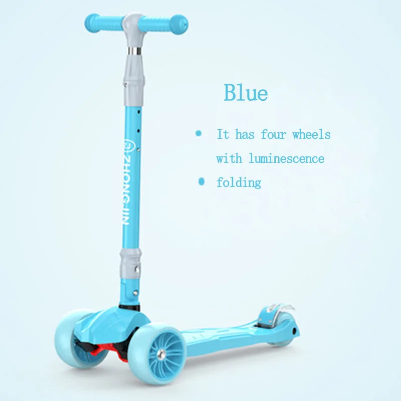 Детский складной скутер детский двухколесный велосипед игрушки для катания светодиодный флэш-колесо Детский спорт на открытом воздухе Рождество, подарки на день рождения - Цвет: blue