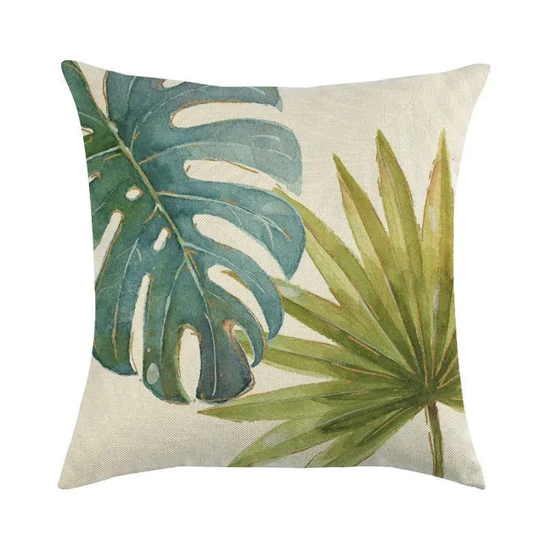 Декоративная подушка для дивана, наволочка с тропическим растением, наволочка с принтом листьев, наволочка для подушки, простая льняная наволочка в скандинавском стиле - Цвет: 16